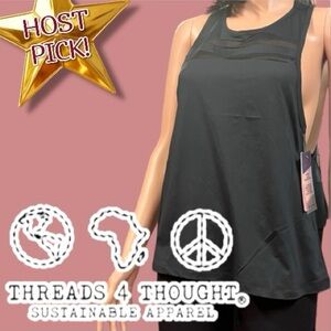 ⭐️HP⭐️ NWT Threads 4 Thought mesh detailed Roma muscle tank in black. Size Small